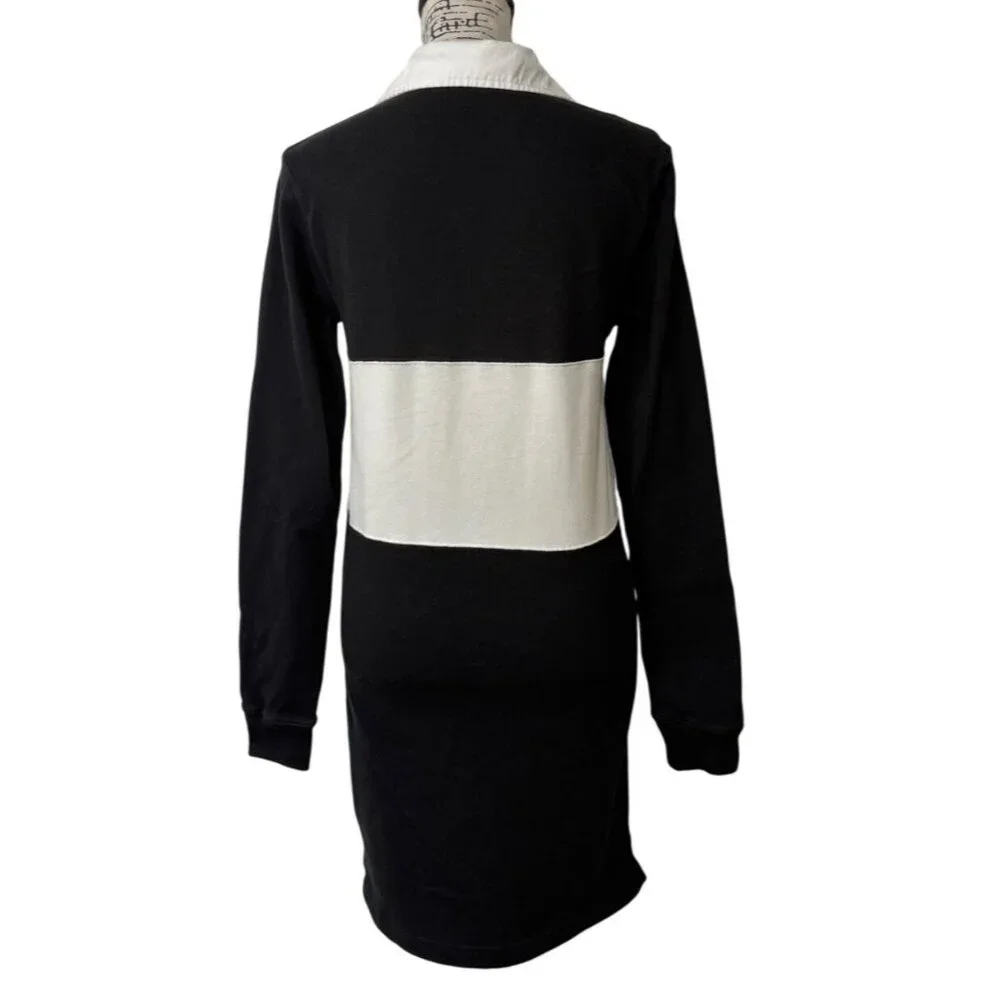Polo Ralph Lauren Womens Rugby Dress Black & White Stripped Long Sleeve Size XS - Picture 4 of 9